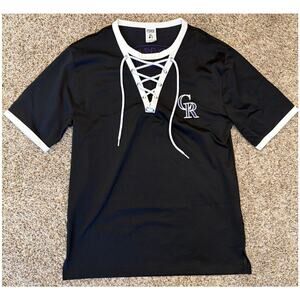 PINK Colorado Rockies Lace Up Baseball Team Shirt - Small